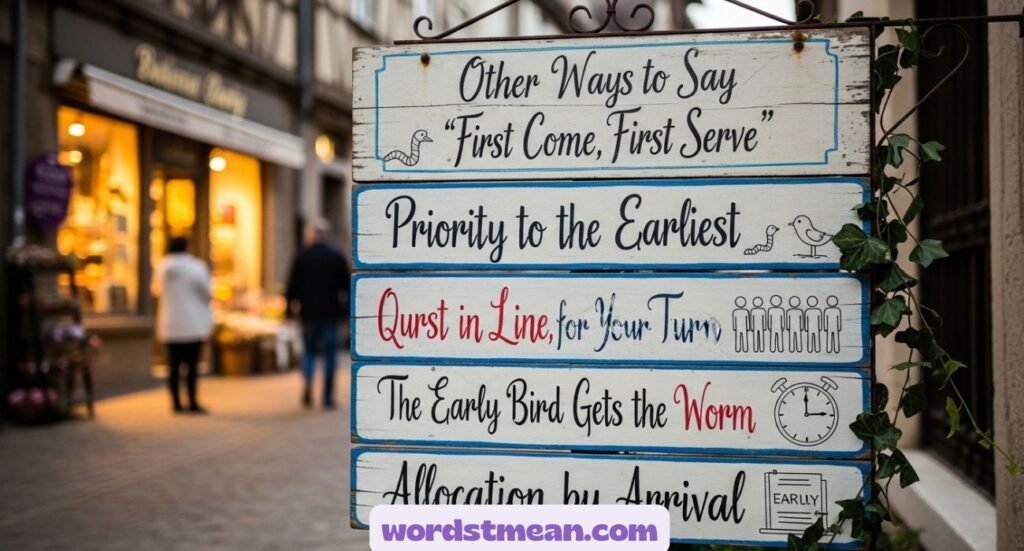 Other Ways to Say “First Come, First Serve”