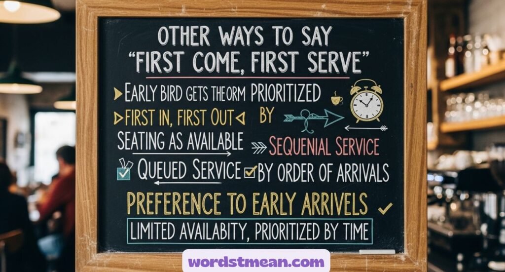 Other Ways to Say “First Come, First Serve”
