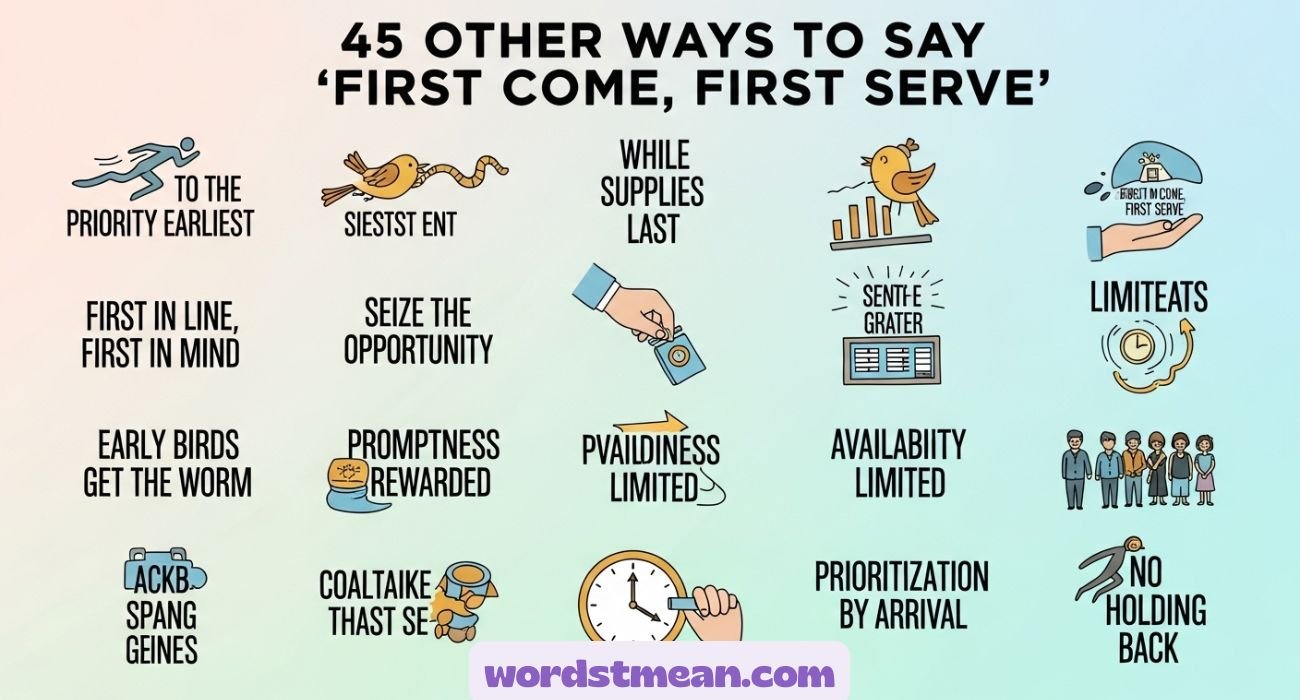 Other Ways to Say “First Come, First Serve”