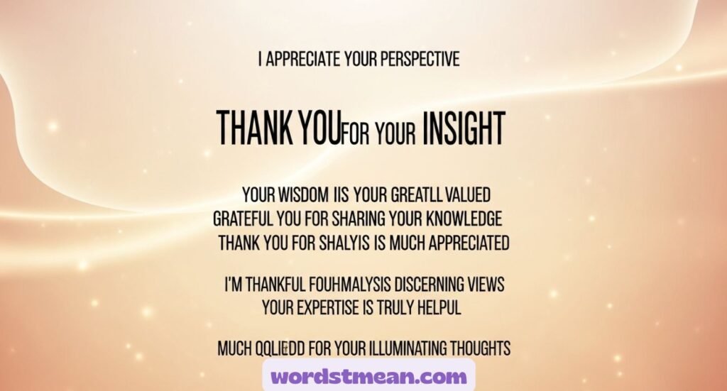 Thank You for Your Insight